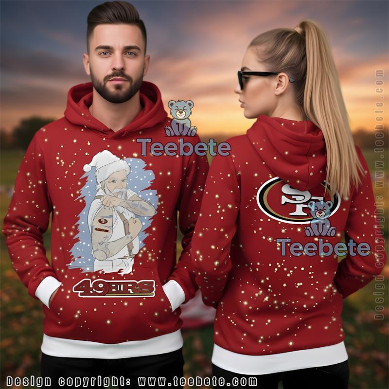 San Francisco 49Ers Tattooed Santa Claus Christmas 3D Print Hoodie