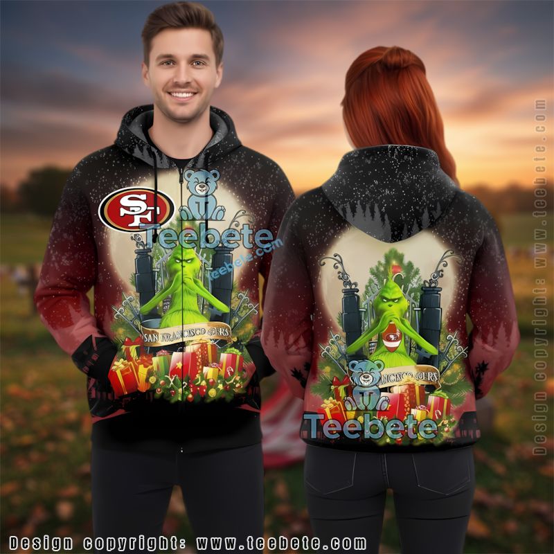 San Francisco 49Ers The Grinch Christmas 3D Hoodie Puff Print