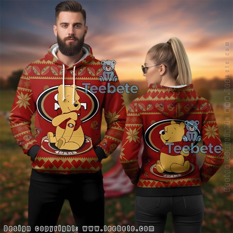 San Francisco 49Ers Winnie The Pooh Christmas Ugly 3D Hoodie