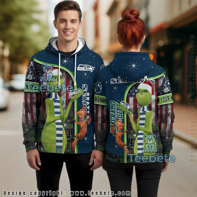 Seattle Seahawks Grinch 3D Hoodie Kids Personalized
