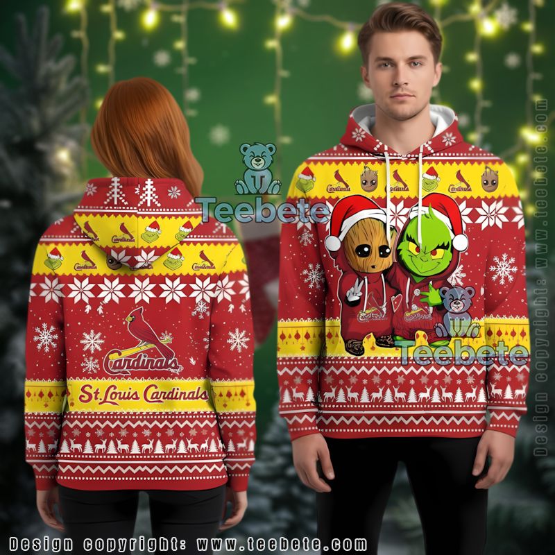 St Louis Cardinals Baby Groot The Grinch Ugly 3D Hoodie Printed