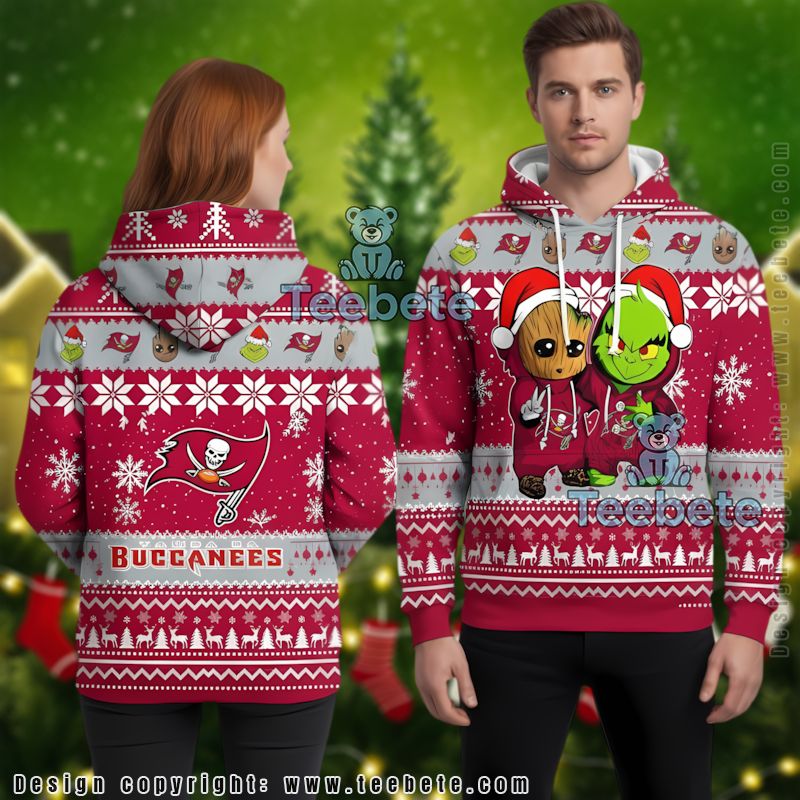 Tampa Bay Buccaneers Baby Groot The Grinch Ugly 3D Hoodie Youth