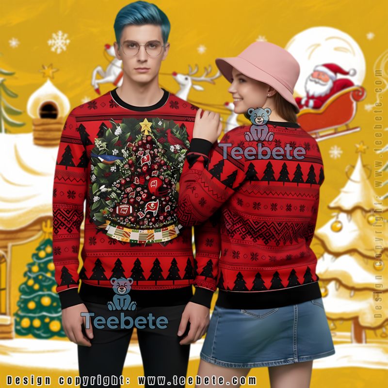 Tampa Bay Buccaneers Tree Ball Ugly Christmas Sweaters Black Red Best