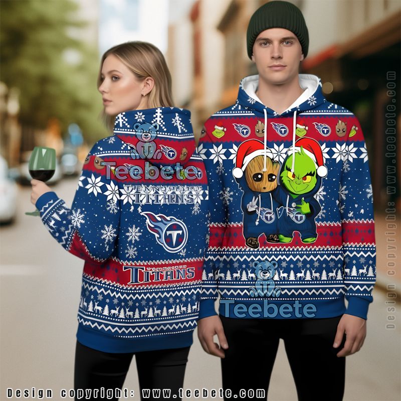 Tennessee Titans Baby Groot The Grinch Ugly 3D Hoodie Kids