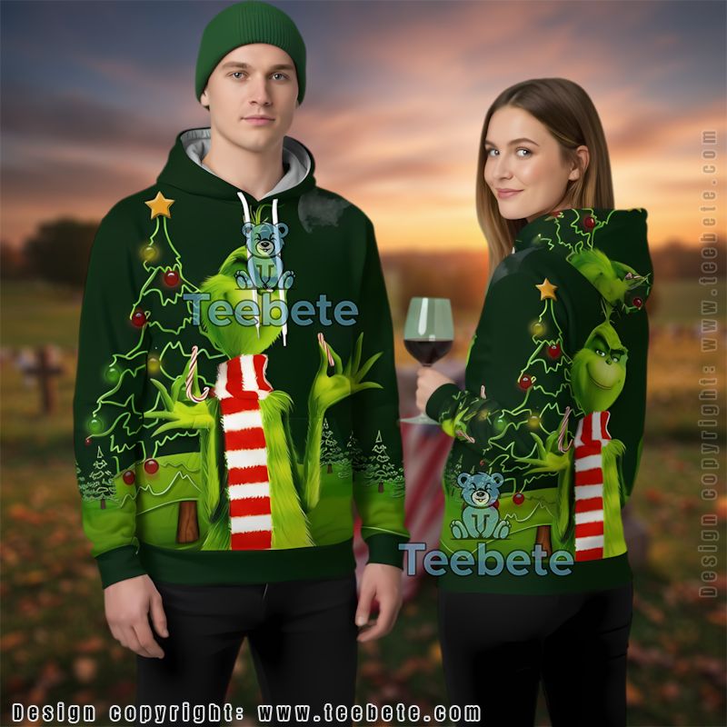 The Grinch 3D Christmas Tree Hoodie Girls