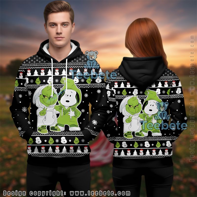 The Grinch And Snoopy Christmas Ugly 3D Hoodie Youth