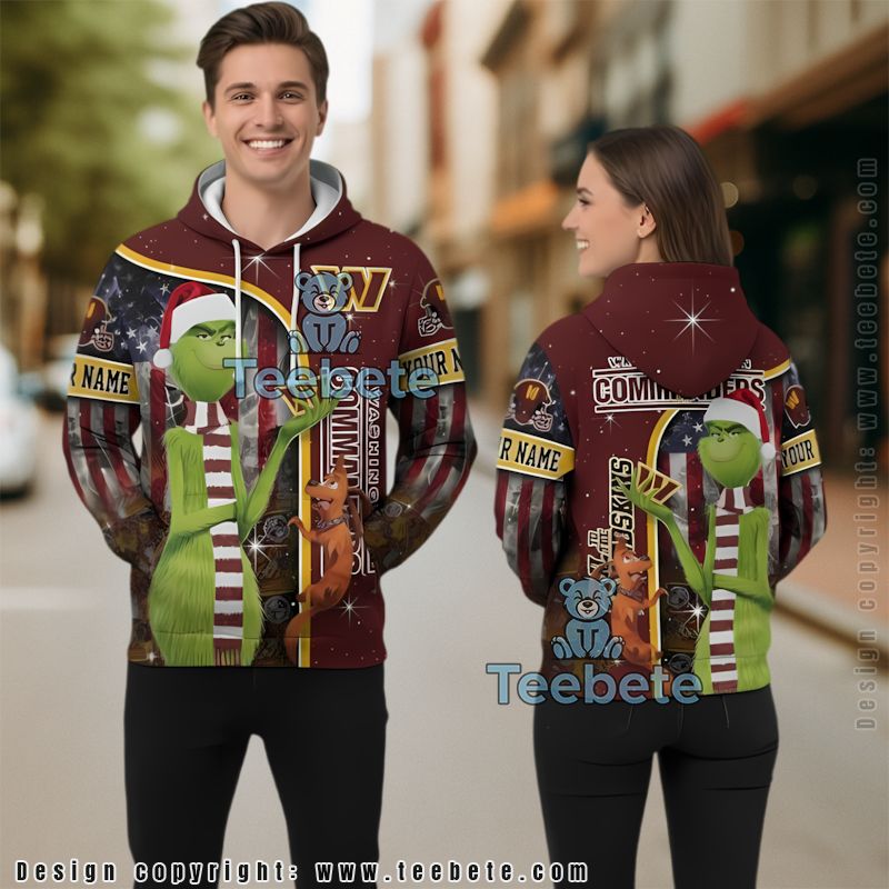 Washington Commanders Grinch 3D Hoodie Boys Personalized