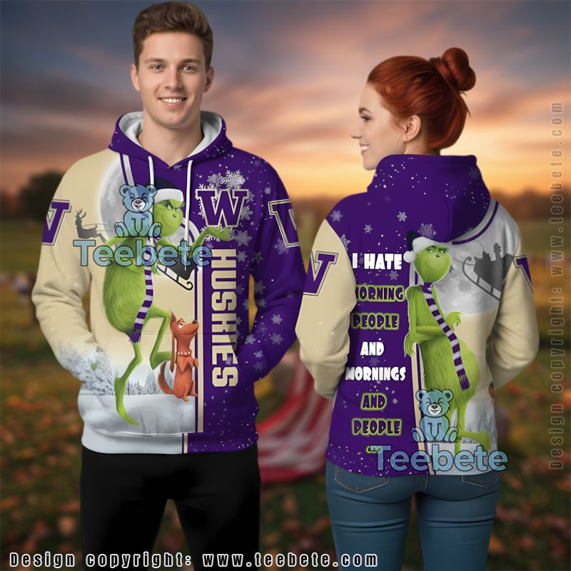 Washington Huskies Christmas The Grinch 3D Hoodie Kids