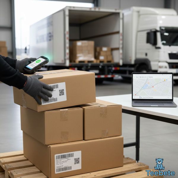 Package Being Shipped With Digital Tracking For Delivery