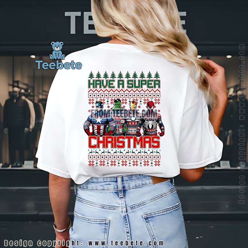 Avengers Christmas Sweater Style Shirt Hulk Cap Iron Man Spidey