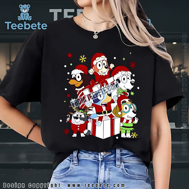 Bluey Friends Christmas Shirt Santa Outfit Holiday