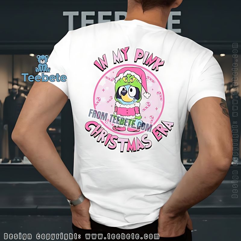 Bluey Grinch Pink Christmas Era Shirt Holiday Mashup Apparel
