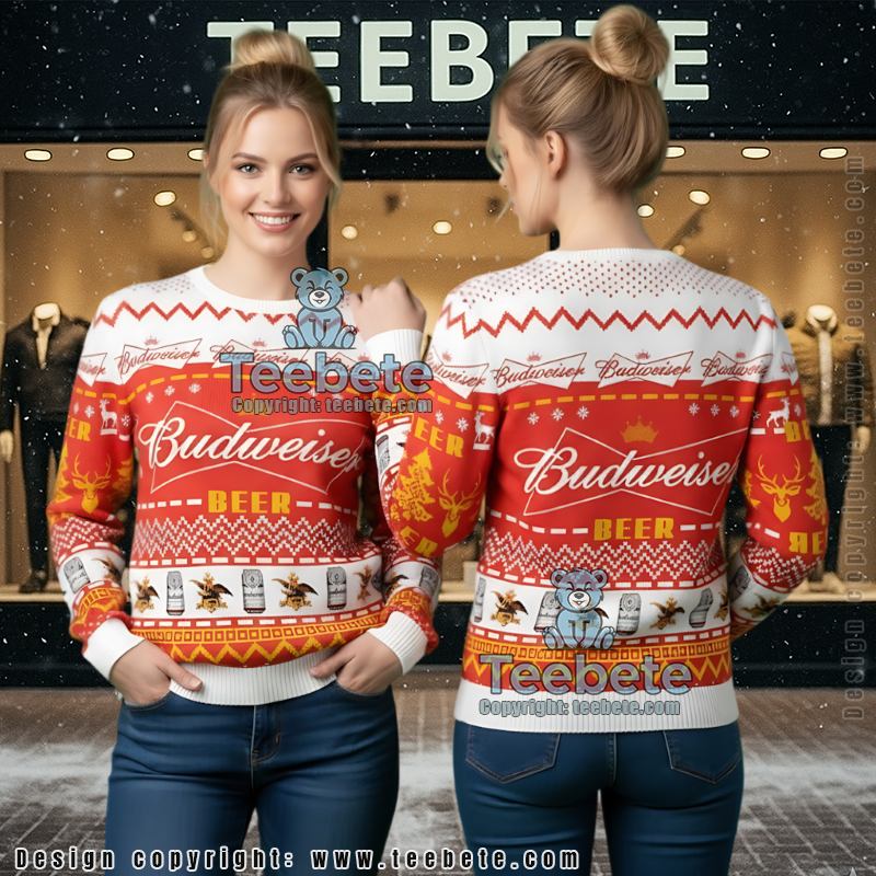 Budweiser Beer Sweater Ugly Christmas Knit Holiday Apparel