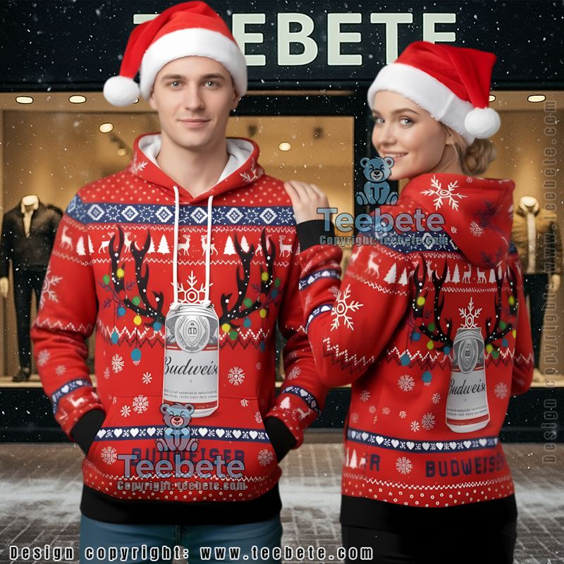 Budweiser Beer Ugly Christmas Pullover 3D Hoodie