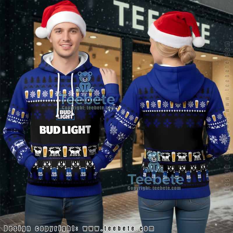 Budweiser Christmas Cheers Holiday Ugly Christmas 3D Hoodie