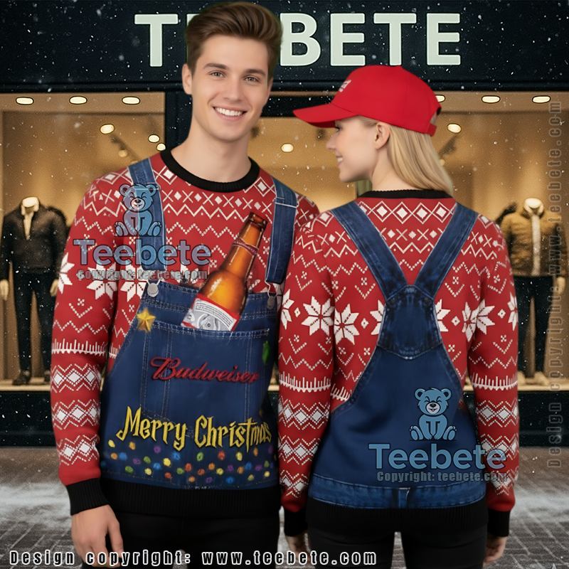 Budweiser Ho Ho Ho Ugly Christmas Sweater Budweiser Ho Ho Ho Ugly Christmas Sweater