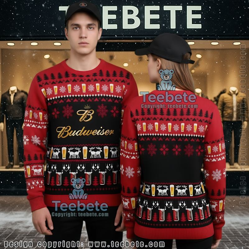 Budweiser Ugly Christmas Sweater Funny Holiday Drinking