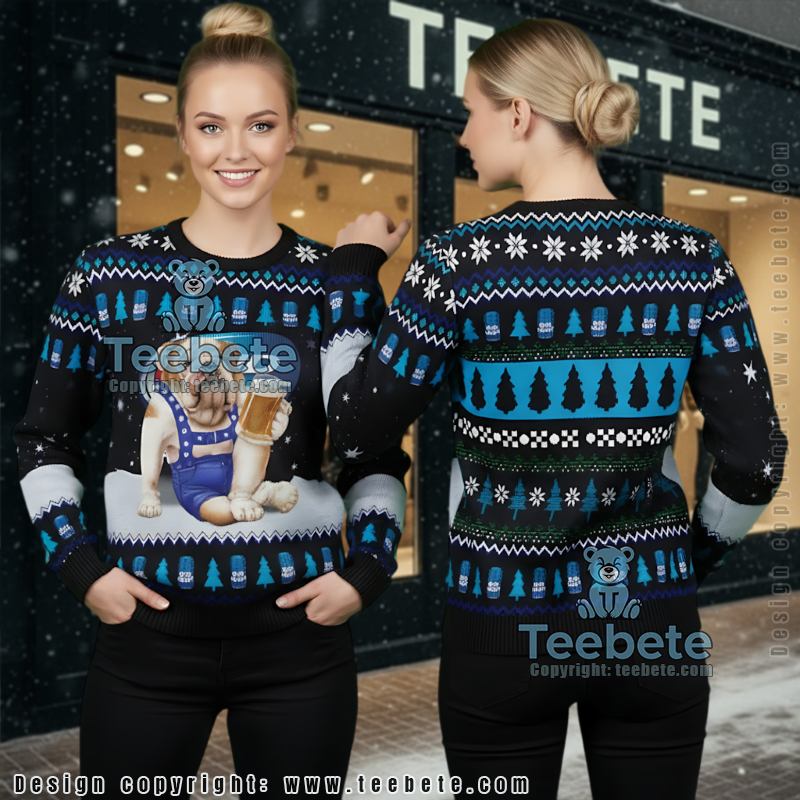 Bulldog Bud Light Ugly Christmas Sweater Beer Themed Gift Idea