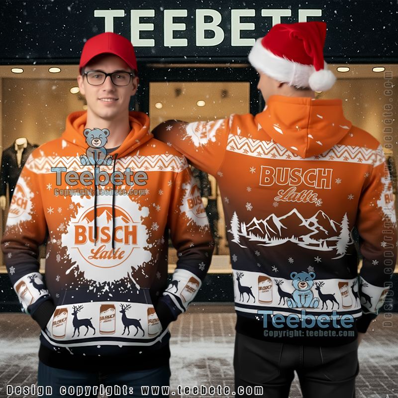 Busch Latte Reindeer Beer Christmas Ugly 3D Hoodie Orange