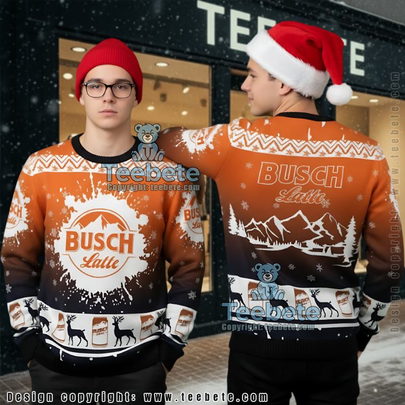 Busch Latte Ugly Christmas Sweater Funny Beer Fan Gift Idea