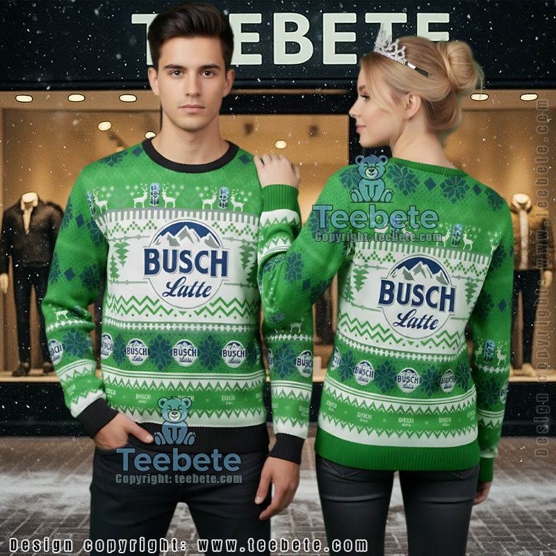 Busch Latte Ugly Christmas Sweater Green Winter Jumper