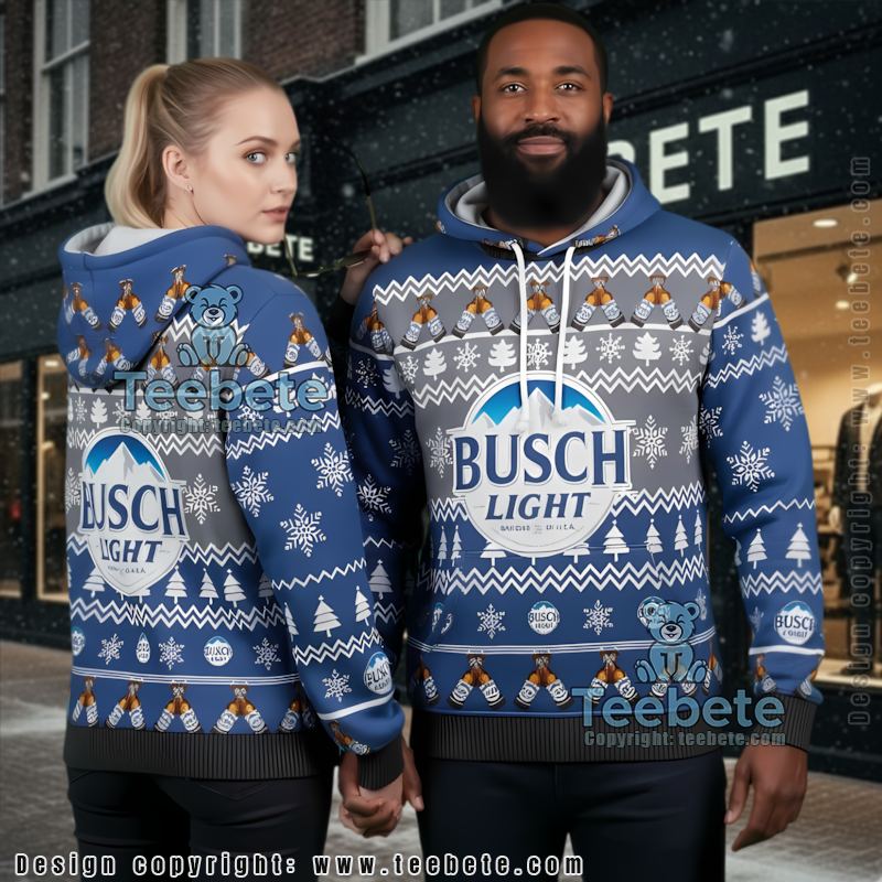 Busch Light Beer Merry Christmas Ugly 3D Hoodie Pullover