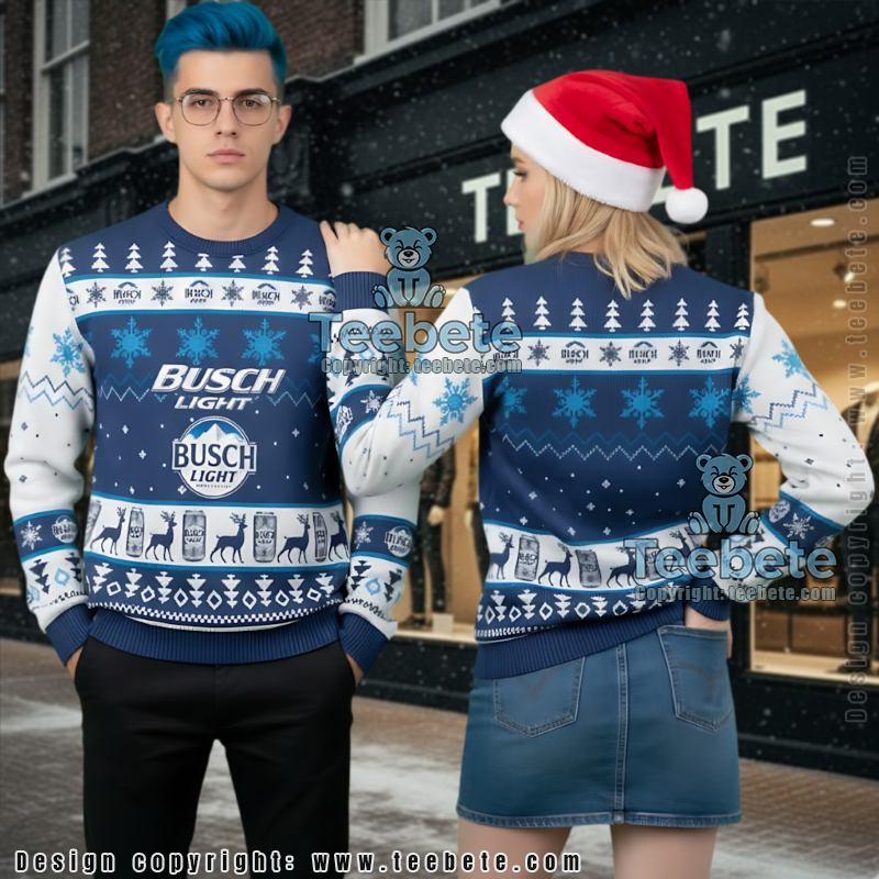 Busch Light Beer Reindeer Ugly Christmas Sweater 3D Print Jumper