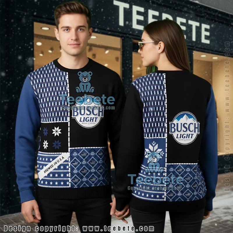 Busch Light Checkered Ugly Christmas Sweater 3D Print