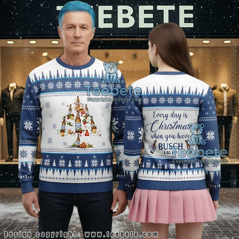 Busch Light Checkered Ugly Christmas Sweater 3D Print