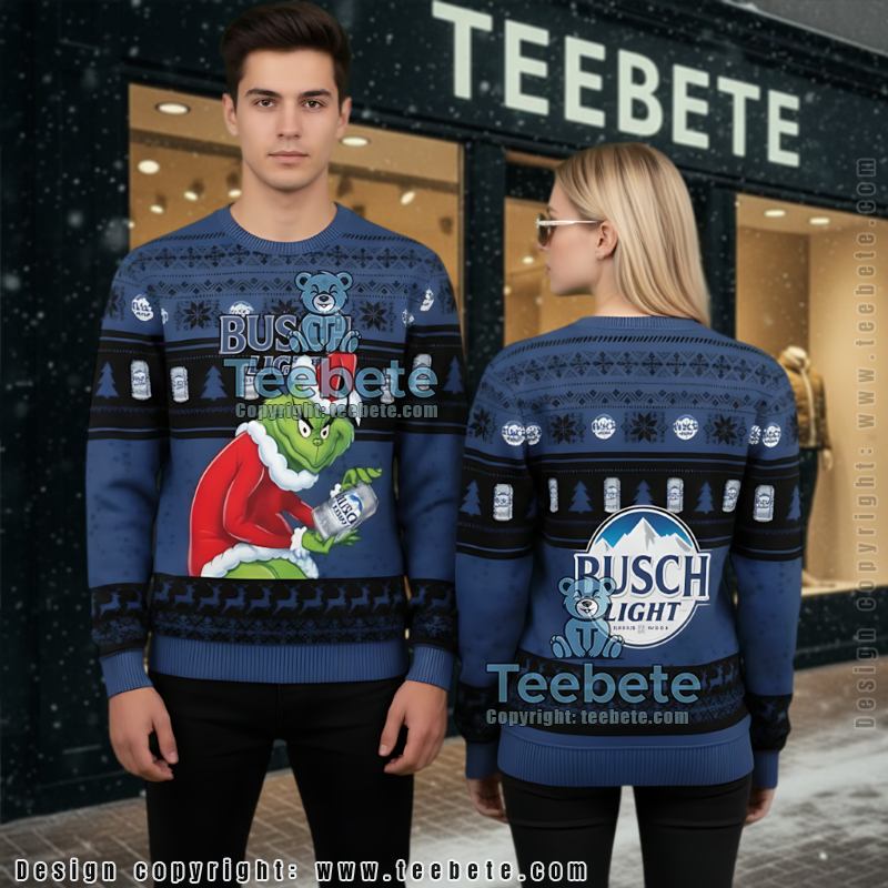 Busch Light Ugly Christmas Sweater Dungaree Overalls Design Busch Light Ugly Christmas Sweater Dungaree Overalls Design