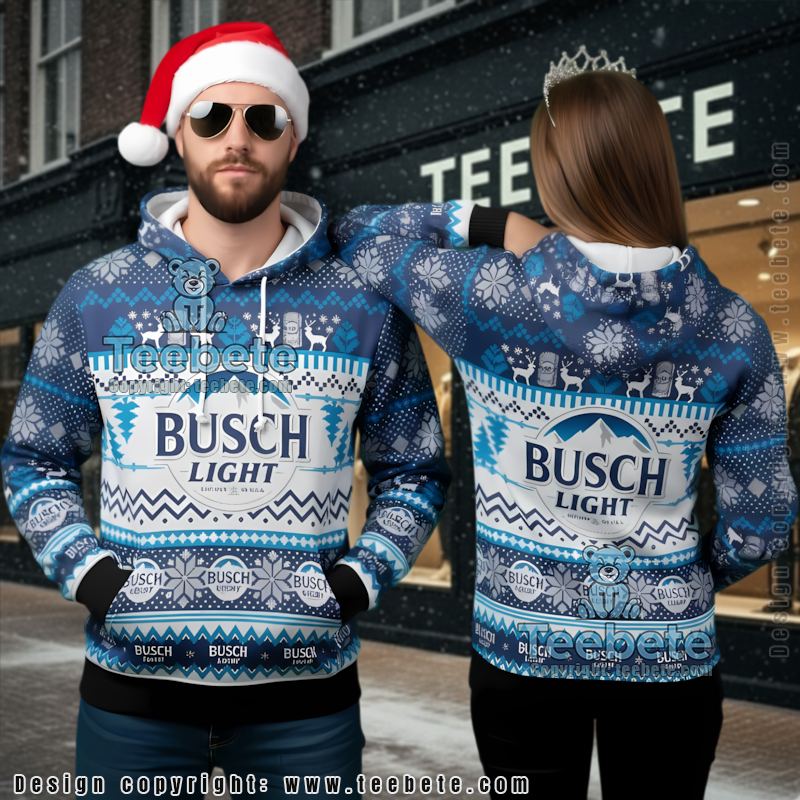 Busch Light Grinch Stole Ugly Christmas 3D Hoodie Blue White Busch Light Grinch Stole Ugly Christmas 3D Hoodie Blue White