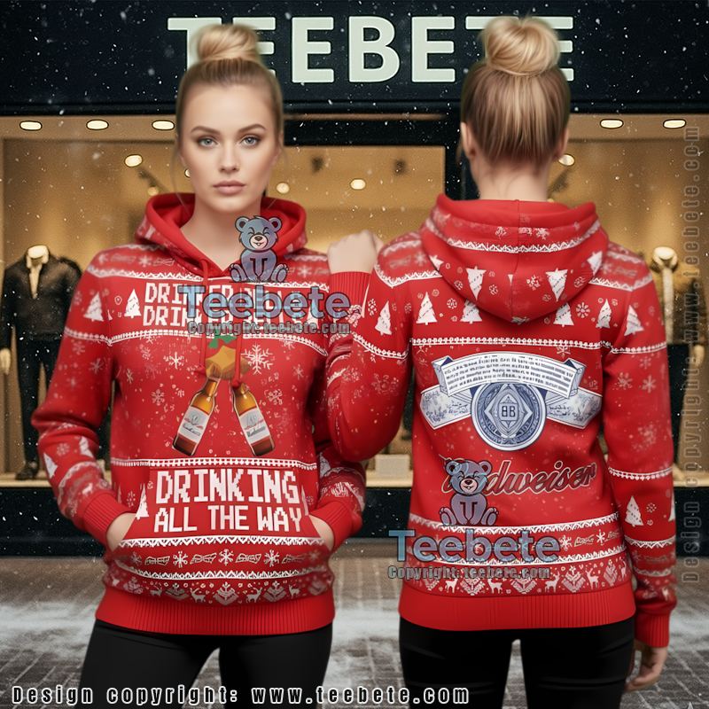 Busch Light Reindeer Print Ugly Christmas 3D Hoodie Unisex Adult