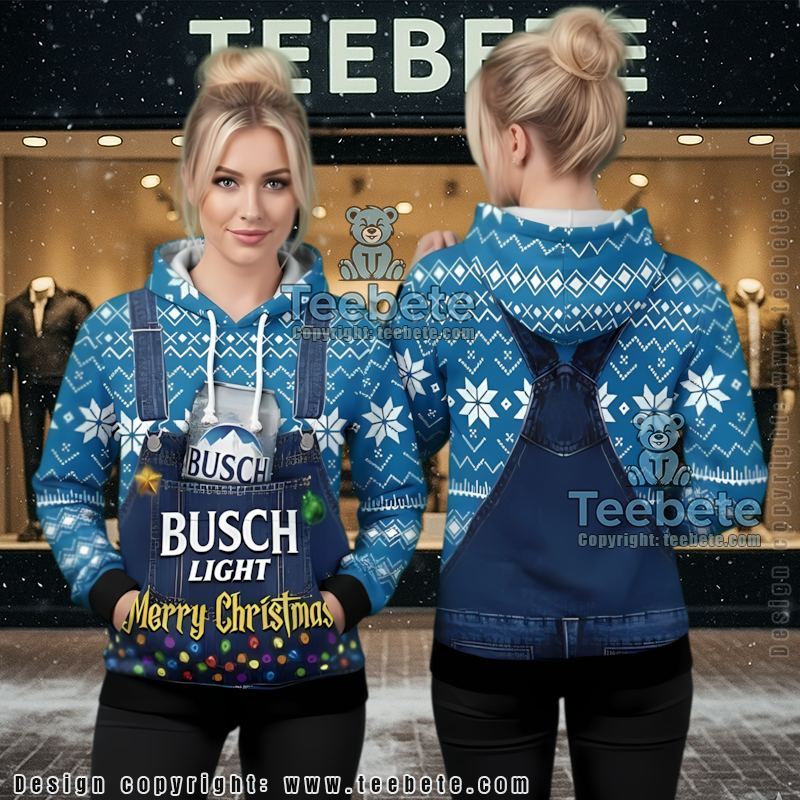 Busch Light Beer Bottle Ugly Christmas 3D Hoodie Snowflake Print
