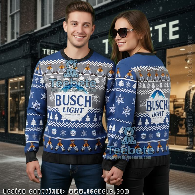 Busch Light Christmas Tree Ugly Christmas Sweater 3D Print Holiday