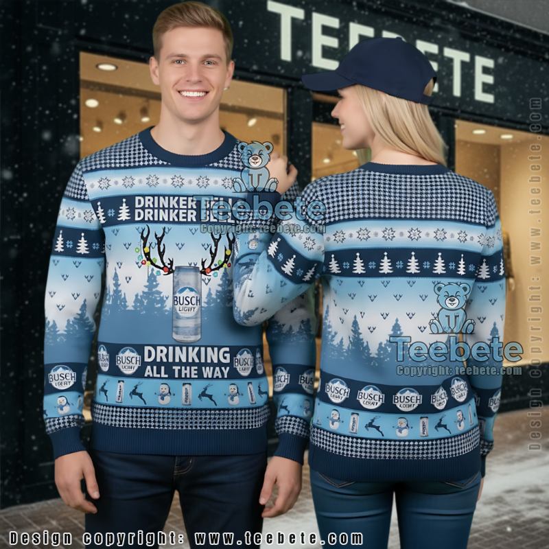 Busch Light Ugly Christmas Sweater Dungaree Overalls Design Busch Light Ugly Christmas Sweater Dungaree Overalls Design