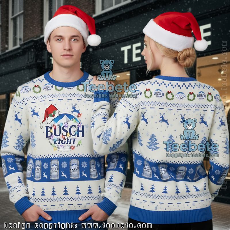 Busch Light Ugly Christmas Sweater Overalls Dungaree Jumper