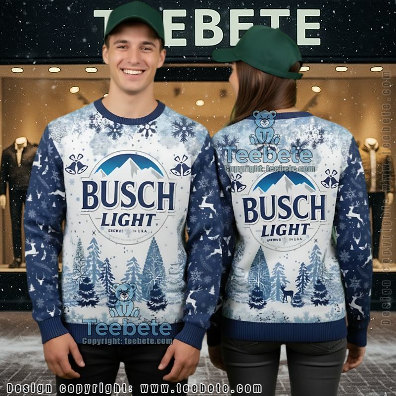 Busch Light Ugly Christmas Sweater Winter Wonderland Jumper