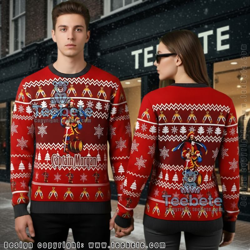 Captain Morgan Ugly Christmas Sweater Pirate Rum Drinking Gift Idea