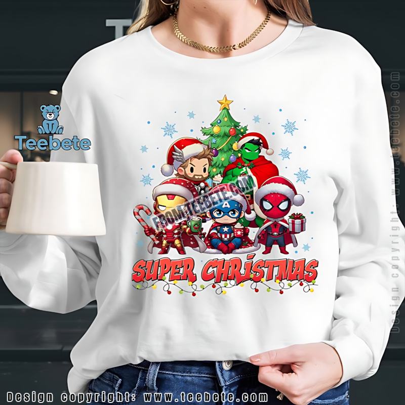 Chibi Superhero Christmas Long Sleeve Festive Marvel Gift Chibi Superhero Christmas Long Sleeve Festive Marvel Gift