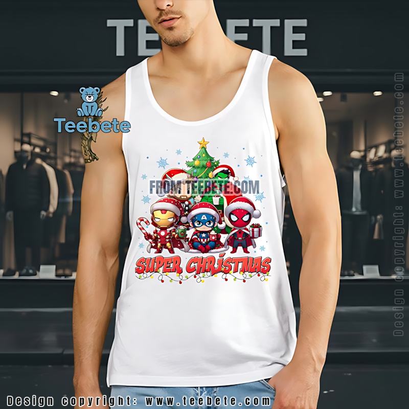 Chibi Superhero Christmas Tanktop Festive Marvel Gift Chibi Superhero Christmas Tanktop Festive Marvel Gift