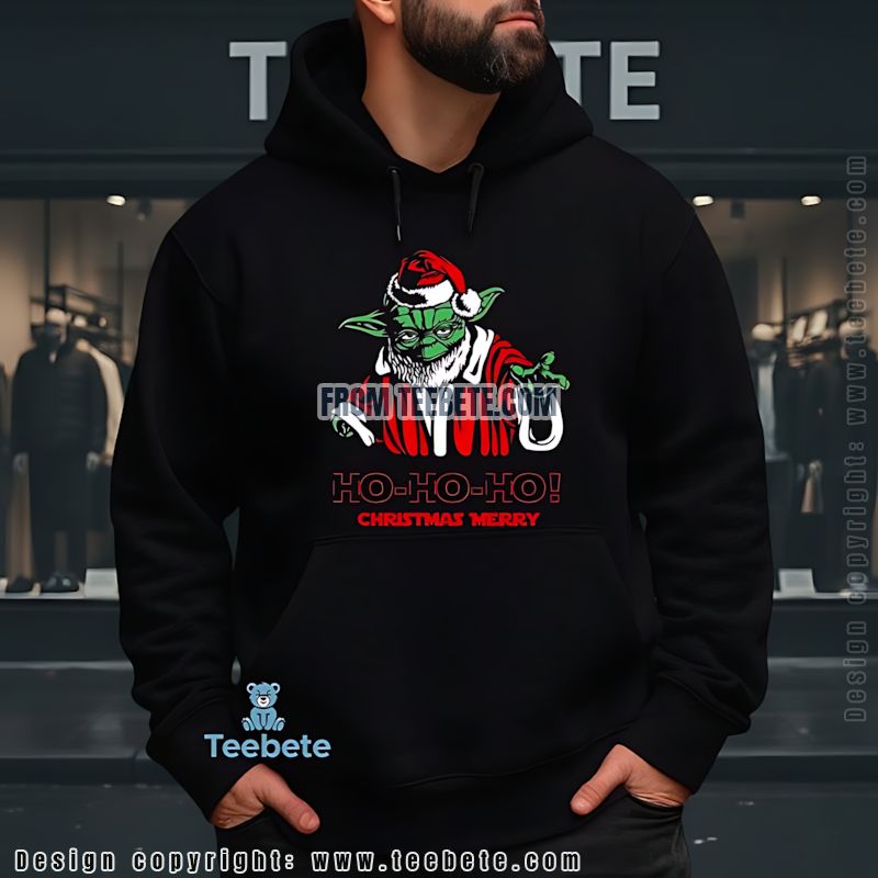 Christmas Merry Yoda Hoodie Ho Ho Ho Funny Fan Christmas Merry Yoda Hoodie Ho Ho Ho Funny Fan