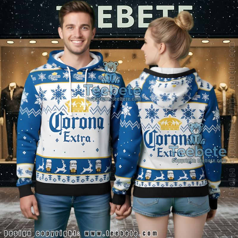 Corona Extra Bulldog Drink Beer Ugly Christmas 3D Hoodie
