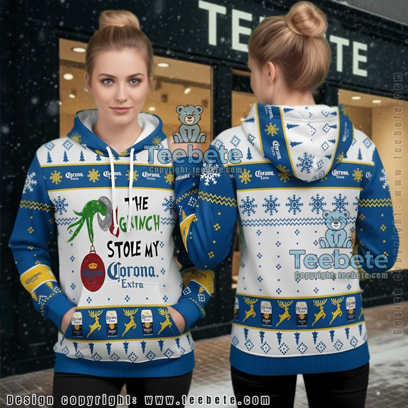 Corona Extra Santa Reindeer Ugly Christmas 3D Hoodie