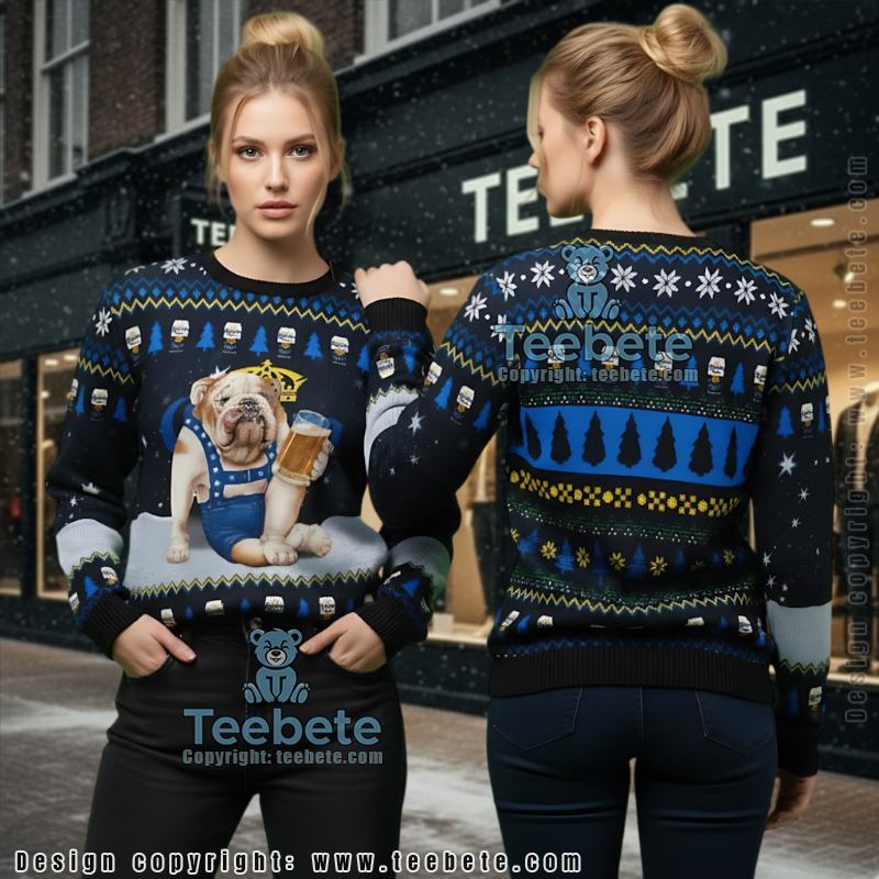 Corona Extra Ugly Christmas Sweater Bulldog Funny Beer