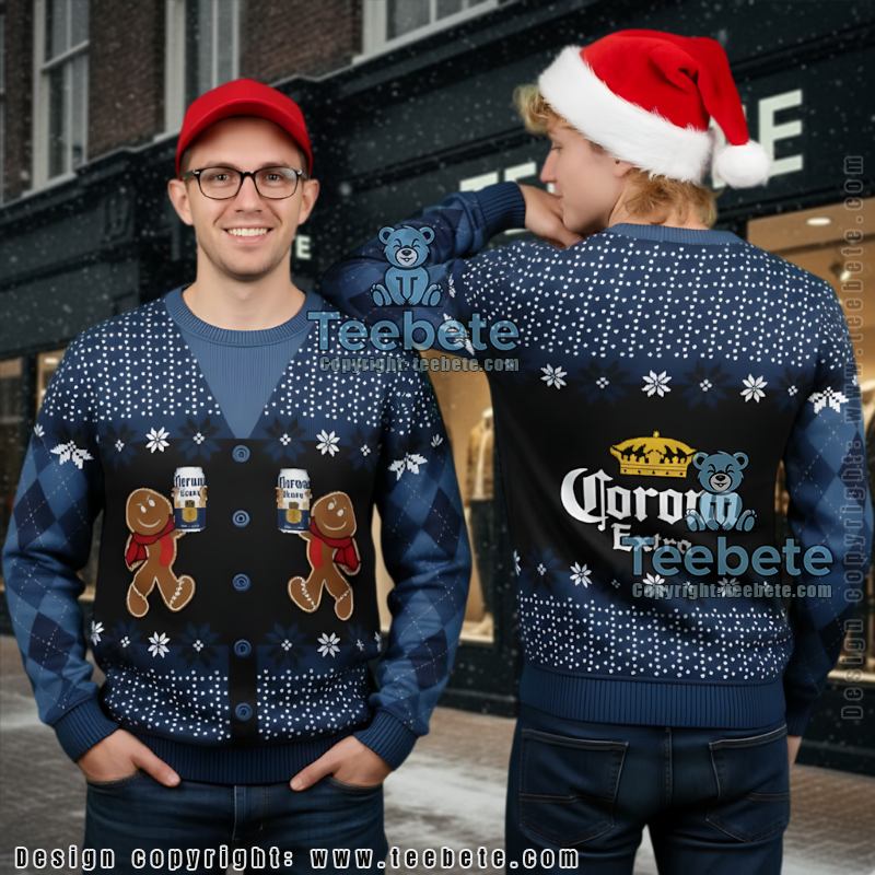 Corona Extra Ugly Christmas Sweater Gingerbread Beer Funny Holiday