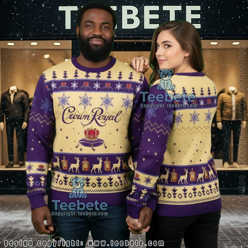 Crown Royal Ugly Christmas Sweater Purple Yellow