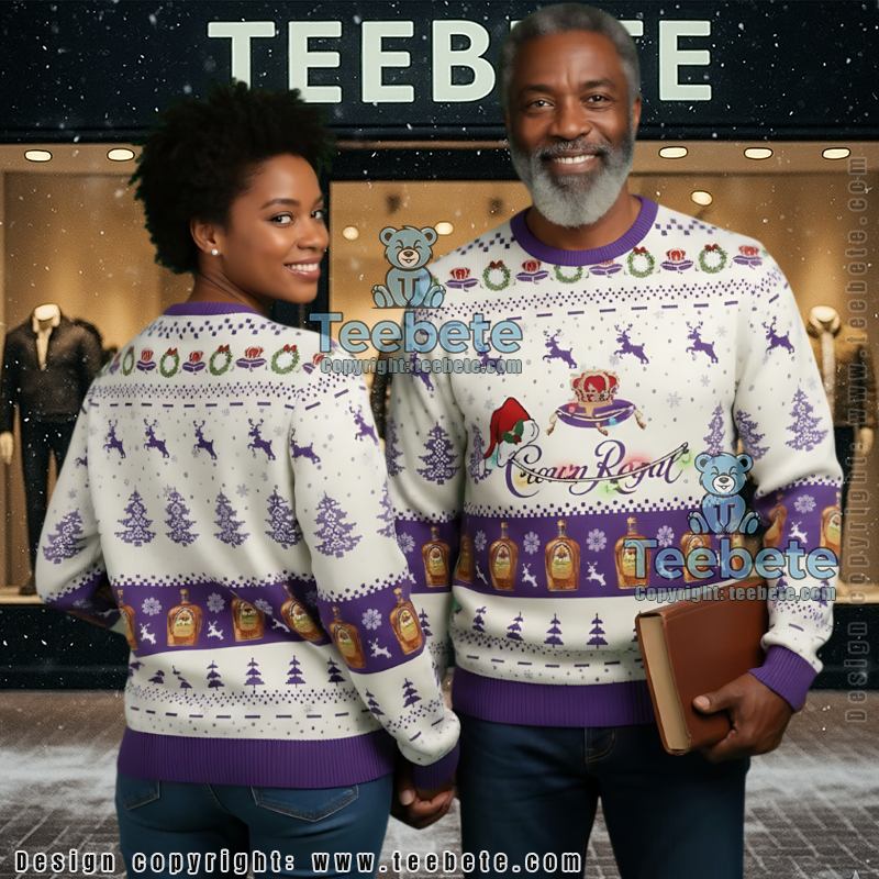 Crown Royal Ugly Christmas Sweater Whiskey Bottle Holiday Party Jumper