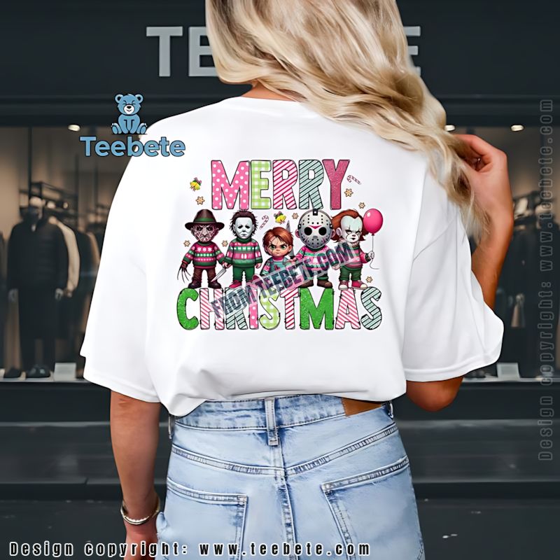 Cute Chibi Freddy Jason Michael Chucky Pennywise Christmas Shirt