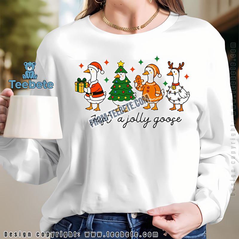 Cute Christmas Goose Long Sleeve Reindeer Santa Gingerbread Design Cute Christmas Goose Long Sleeve Reindeer Santa Gingerbread Design