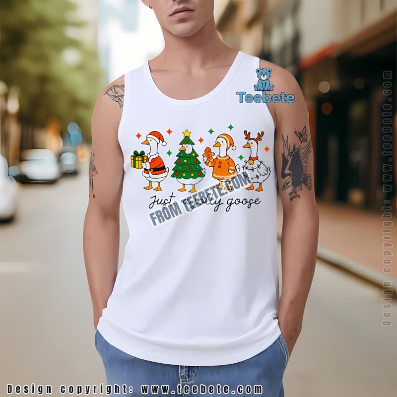 Cute Christmas Goose Tanktop Reindeer Santa Gingerbread Design Cute Christmas Goose Tanktop Reindeer Santa Gingerbread Design